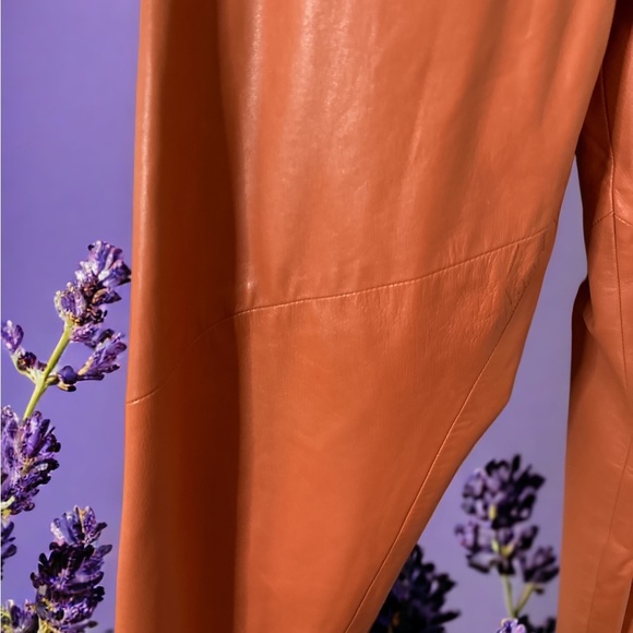 RARE Vintage 80's Vakko NYC Coral Leather Buttery Soft jogging Pants - Picture 3 of 8
